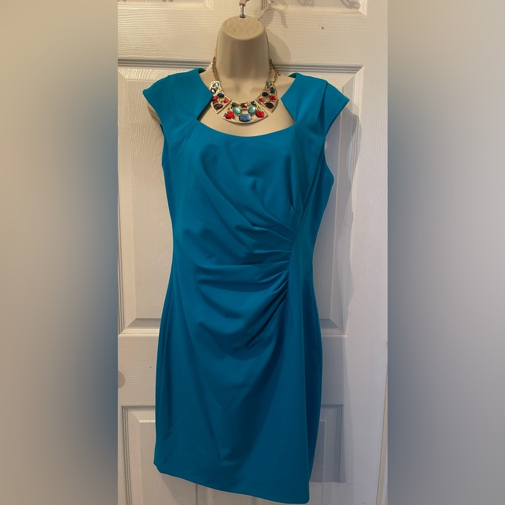 Calvin Klein Sleeveless Starburst Sheath Dress |Blue|Size 8